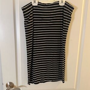 LOFT Black and White Striped Pencil Skirt